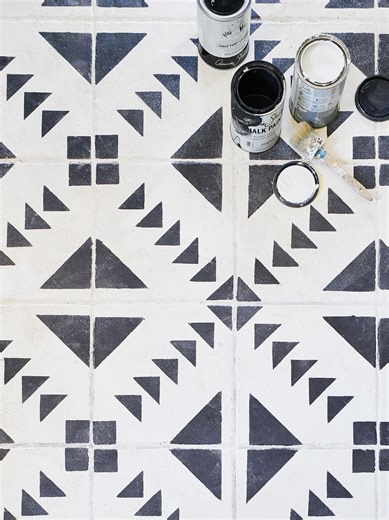 How to Paint and Stencil Tile Floors for a Budget-Friendly Update
