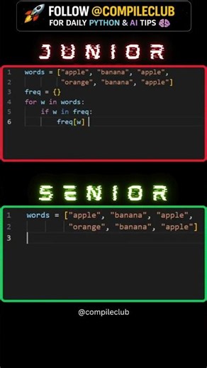🔥 Junior vs Senior Python Developer 🐍 #python #coding #ai #codingbat #softwarearchitect #code