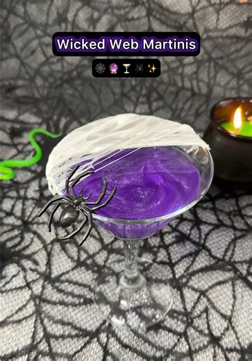 Purple Spiderweb Martinis 🍸💜🕷️ episode 18/50 Halloween food series 👻 All Halloween recipes free on Chef Genevieve dot com #HalloweenFood #HalloweenRecipes