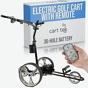 Cart-Tek Electric Golf Push Cart with Remote Control, Rugged Steel Frame, Dual Quiet Motors, 10.4 AH Lithium-Ion Battery, Easy to Use Electric Golf cart The Yellowstone