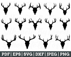Deer Skull Svg, Deer Skull Vector, Deer Skull Silhouette, Deer Skull Cut File, Antlers, Jpeg, Png - Etsy