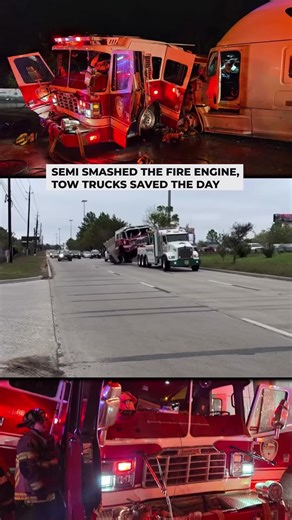 I’ve seen a lot of tows, but never one like this. 🚒🏗️ After Engine 104 was struck by an 18-wheeler while blocking traffic on US 59, the highway was a mess. Instead of shutting down the freeway for hours to load the wreckage onto a trailer, the recovery crew made a bold call. Two Apple Wreckers teamed up to literally airlift the fire truck down the road. With one wrecker driving forward and the other backing up, they cradled the engine between them, suspending it in the air to get it to a nearb