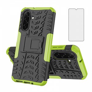 Asuwish Compatible with Samsung Galaxy A26 Phone Case Tempered Glass Screen Protector Slim Stand Hybrid Heavy Duty Rugged Protective Cell Cover for A 26 26A Women Men Green