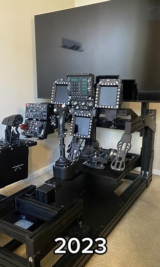 My flight sim equipment over the years! Started in 2017 with the DCS FC3 F15! Starting hotas was an X52 with TFRP pedals. Next up was the Orion 2 by WinWing and their F18 panels. The sim rig from Monstertech helped mount everything in the proper spot. Latest addition was the Forcefeed Back stick! #flightsimulator #aviation #thrustmaster #winwing #logitech #monstertech
