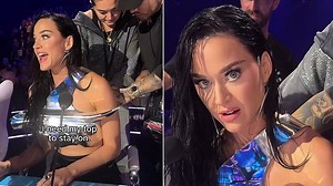 Katy Perry suffers a wardrobe malfunction on American Idol as behind the scenes video shows her frantically trying to fix her designer top: 'This is a family show!'