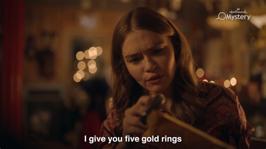 Audrey's Christmas is looking a little different this year—she's replaced cookies and cozy sweaters with a private investigator and a puzzle to solve! Holland Roden and Nolan Gerard Funk star in all new “Five Gold Rings," premiering November 7 at 8/7c on Hallmark Mystery. | Hallmark Mystery