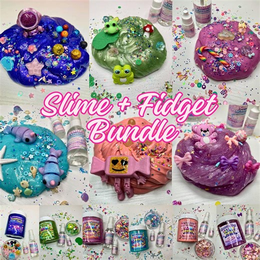 8oz. Themed Slime and Fidget Toy Bundle | Sensory Play Kit, Activator, Softener - Etsy