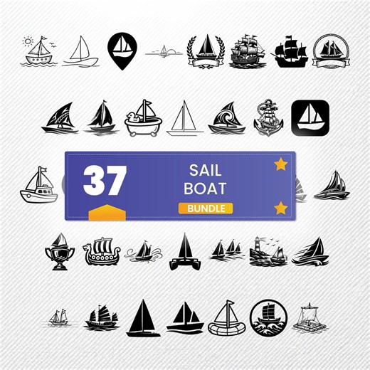 Sail Boat SVG Bundle | 37 Vector Clipart PNG Eps PDF Dxf | Commercial Use Silhouette Drawings - Etsy