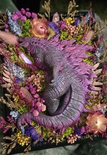 Godzilla evolution, framed floral and crystal wreath | Jessica Wilcock Artist