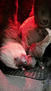 Prepare your hearts for more of our new baby sloth! ♥️ 🦥 You’ll be able to hear it *squeak!* Teddy (the father) is in Sloth Landing for everyone to see and visit, however we have Grizzly and her baby in a private maternity ward, a warm and quiet location to bond and be continually monitored. We won’t know the gender of the baby for quite some time, but as soon as we do, we’ll definitely let you all know! These a Hoffman’s Two-toed Sloths, and the videos were taken by Gen, General Curator; Ashle