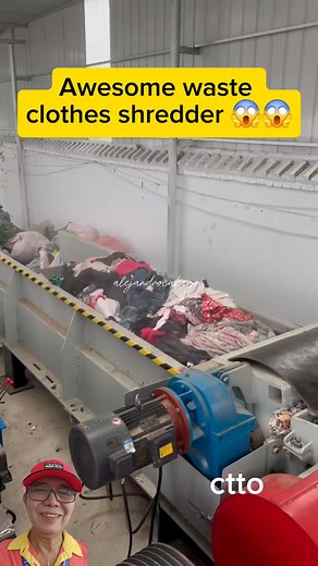Awesome waste clothes shredder 😲😲 #shredder #wasteclothes #awesome #satisfying #recycle #everyone #highlights | Alejandro Cabago