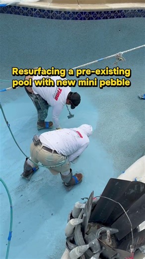 Resurfacing a pre-existing pool with new mini pebble