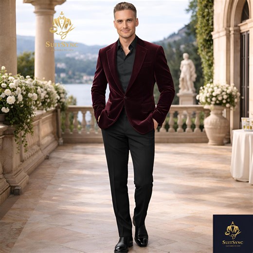 Burgundy Velvet Suit Mens Luxury Wedding Outfit Trauanzug Herren Costume Homme Evening Formal - Etsy