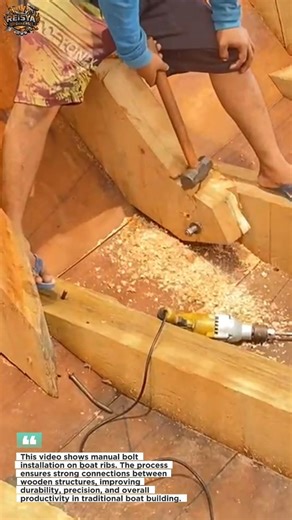 Manual Bolt Installation on Boat Ribs | Traditional Boat Building Technique