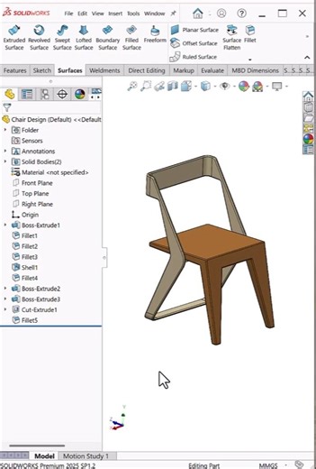 Chair Design in SolidWorks | 3D Modeling Practice #shorts