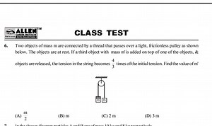 CLASS TESTTwo objects of mass m are connected by a thread that... | Filo