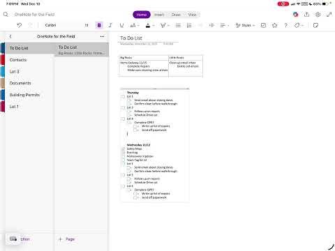 OneNote for the Field: To Do Lists