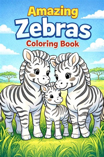 Zebra Coloring Book for Kids | 35 Page Printable Safari Animal Coloring Pages | Wildlife Coloring Fun for Home & Classroom - Etsy