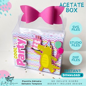 Acetate Box • No Glue Needed Acetate Box • Editable Template • SVG DXF STUDIO • Silhouette Cricut Cut File • Party Box Digital - Etsy Canada