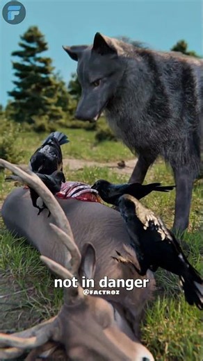 How Ravens And Wolves Hunt Together 😮 #shorts