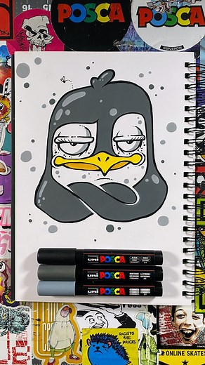 97K views · 2.4K reactions | Sassy Penguin drawing using Posca pens. #drawingtutorial #posca | Doodle with Korp | Facebook