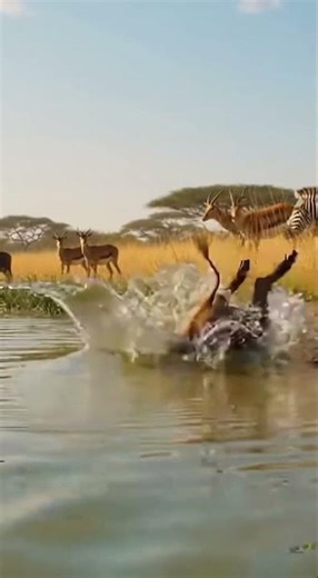 terrifying wildlife moment crocodile drags cow underwater