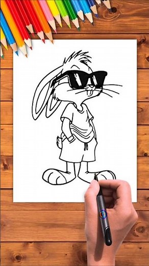 How to Draw Cool Bunny Drawing 😎🐰 | Easy Cartoon Drawing for Kids