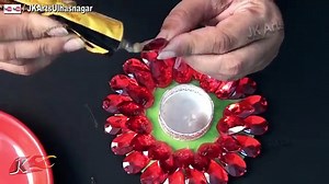 DIY Floating Flower Candle Holder Kundan/Rhinestone | How to make | JK Arts 672