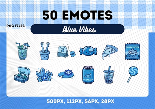 Blue Emotes Pack 50, Kawaii Blue Aesthetic Cute Icons Chibi Stream Emotes Pngfor Streamers, Instant Download - Etsy