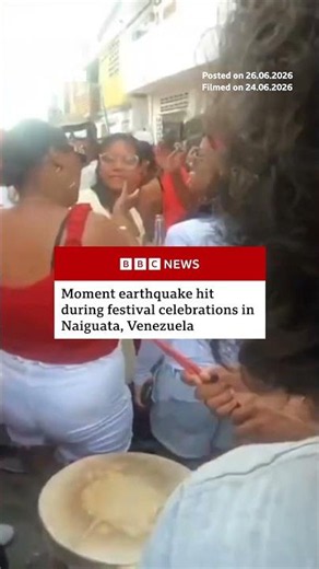 Moment earthquake hit during festival celebrations in Venezuela. #Venezuela #Earthquake #BBCNews