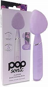 Clover Facial Cleansing Device Lavender Silicone Facial Cleaner & Exfoliator w/ 8000 Vibrations Per Minute, 5 Speeds, USB Rechargeable Face Cleaning Scrubber & Skincare Tool with Case