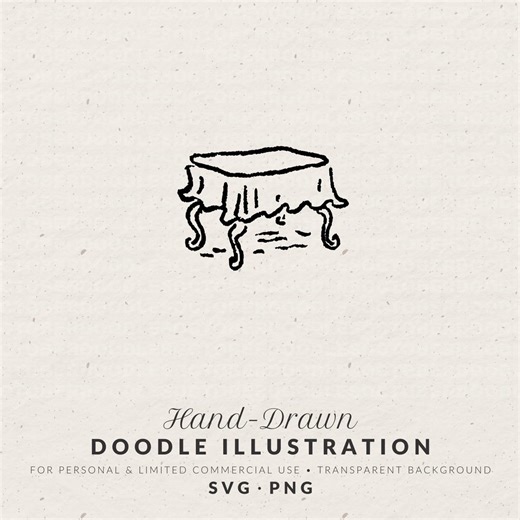 Hand Drawn Fancy Table Doodle Illustration Clipart, SVG PNG Digital File - Etsy