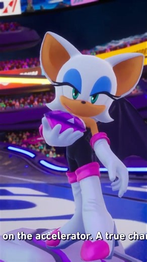 Rouge is holding the Chaos Emerald his hands in Sonic Racing Crossworlds! #sonic #rouge #emerald