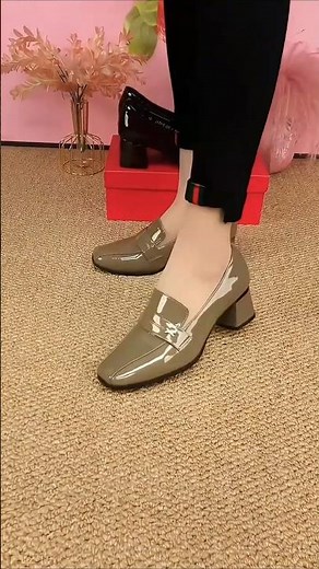 Elegant Patent Leather Chunky Heel Loafers Timeless Office Style #shoes #fashion #shortsfeed