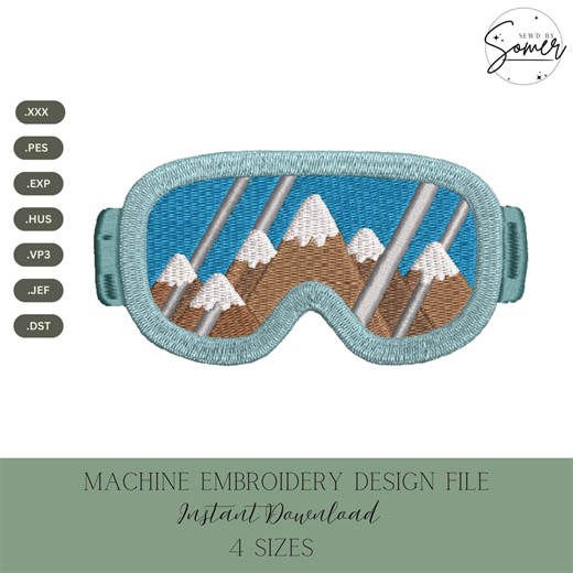 Ski Goggles Machine Embroidery Design: Winter Sports Stitch File (instant Download, 4 Sizes) - Etsy