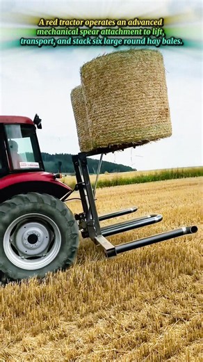 Modern Agricultural Machinery Moving Multiple Straw Rolls Easily