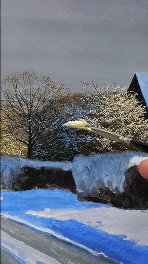 Painting Photo-Realistic Winter Trees #painting #satisfying #artlessons