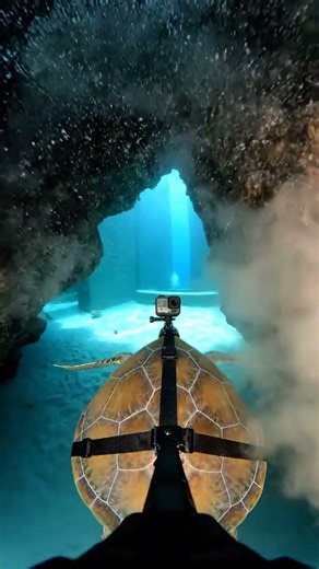 Sea Turtle POV Discovers a Hidden Chamber Inside the Great Barrier Reef #shorts