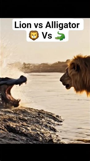 Lion vs Alligator 🦁🐊 Who Wins? #shorts #animalfight #wildlife #lionvsalligator #wildlifebattle#viral