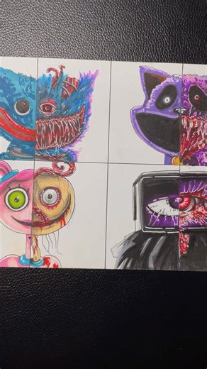 (Poppy Playtime) Left or Right? | Satisfying Horror Drawing P2✍️ #drawing #horror