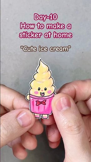 Day-10 Make a cute sticker at home | Easy DIY sticker for kids & beginner #sticker