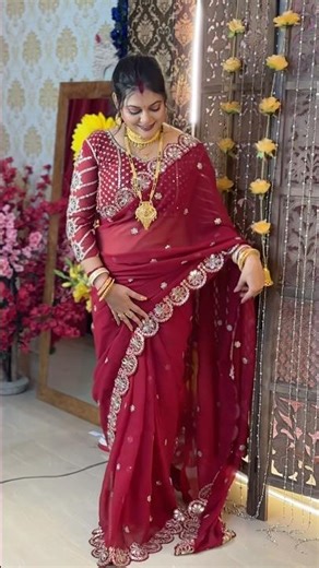 Bengali Traditional Saree Draping & Styling ✨ with Traditional Jewellery & Makeup 💄
