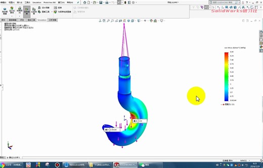 Simulation吊钩吊装100KG重物静应力分析_哔哩哔哩_bilibili
