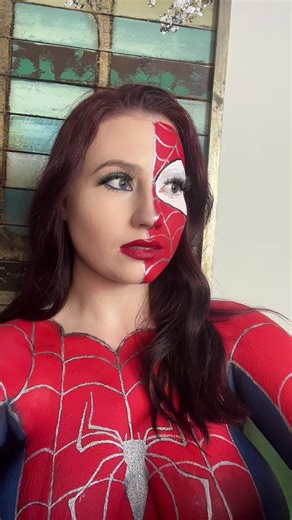 How little kids react to Spiderman #fyp #spiderman #cosplay #bodypaint #marvel