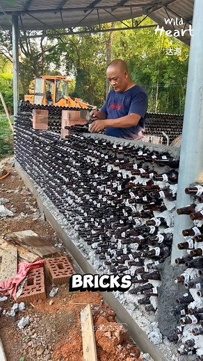 Building With Beer Bottles #bottlehouse #recycledbuild #ecoconstruction #sustainableliving #beerbottlewall | Wild Heart