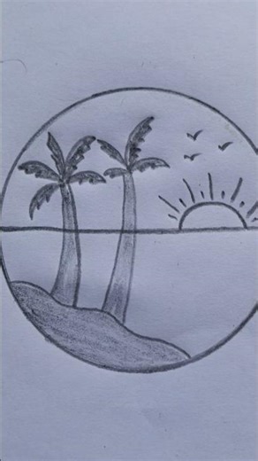 beach scenery pencil drawing #drawing #ytshorts #easydrawing #art