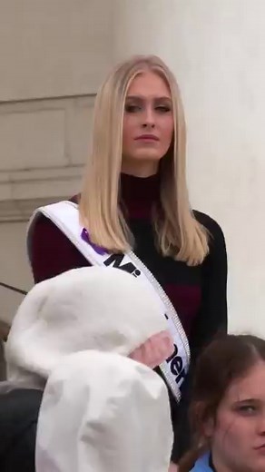 Miss America 2024 and U.S. Air Force 2nd Lt. Madison Marsh participates in the Public Wreath-Laying Ceremony at the Tomb of the Unknown Soldier, Arlington National Cemetery, in Arlington, Virginia.Madison shared, “Today made me feel very patriotic because the Arlington National Cemetery symbolizes why we have real American freedom.” | Miss America