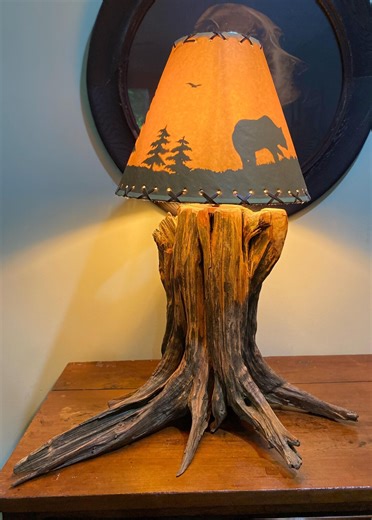 Cedar Stump Lamp: Rustic Lodge Cabin Decor - Etsy