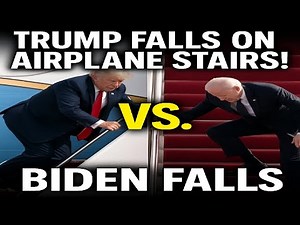 Trump FALLS on Airplane Stairs! Biden Comparison Sparks Viral Battle