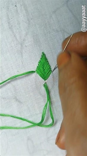 Basic leaf stitch embroidery 🍃🌿🍀 #sewing #stitch #embroidery #shorts